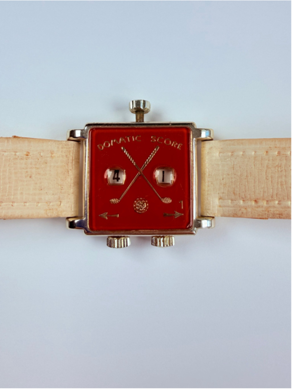 Domatic Score Golf Sport Swiss Made Square Red Case Score Keeping Vintage Works!